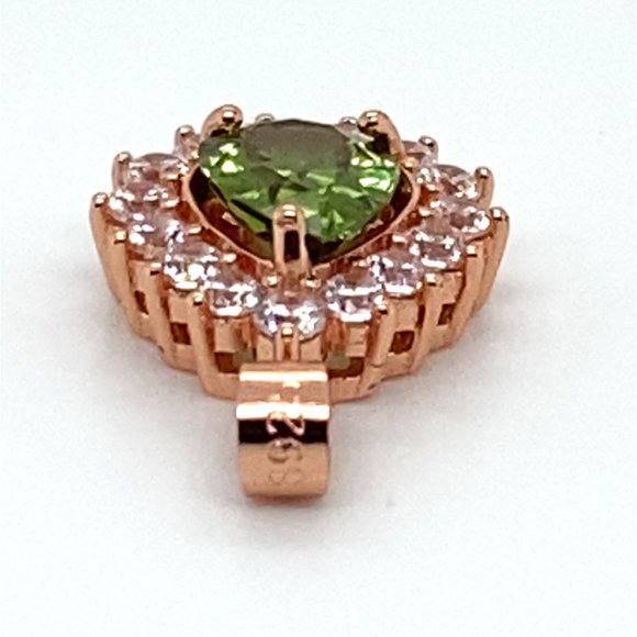 Green Tourmaline 1.30ct Rose Gold Finish Solid 925 Sterling Silver Pendant - Picture 7 of 7
